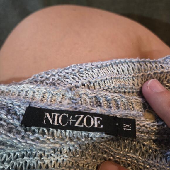 Nic+Zoe Plus 1X Blue Marled Open Front Lightweight Cardigan - Picture 3 of 9